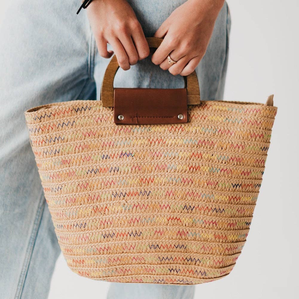 Savannah Straw Tote Bag: Tan