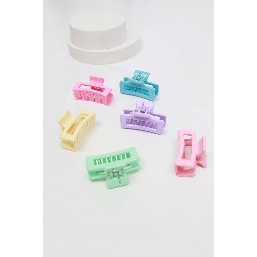 3-Pcs Mini Rectangle Hair Claw Set: MIX COLOR / ONE