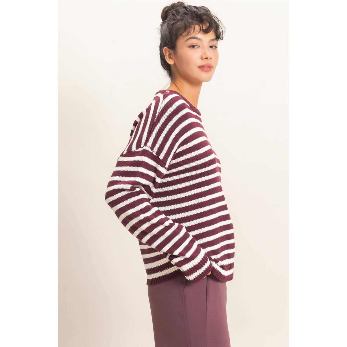 Find the Beginning Striped Crew Neck Sweater