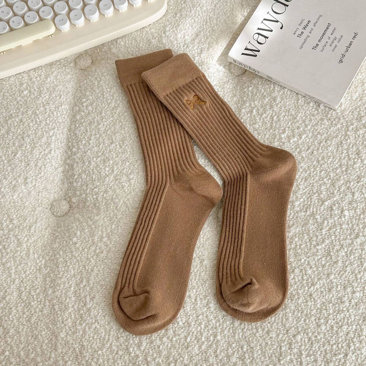 Bow Embroidered Crew Socks –Cute, Stylish