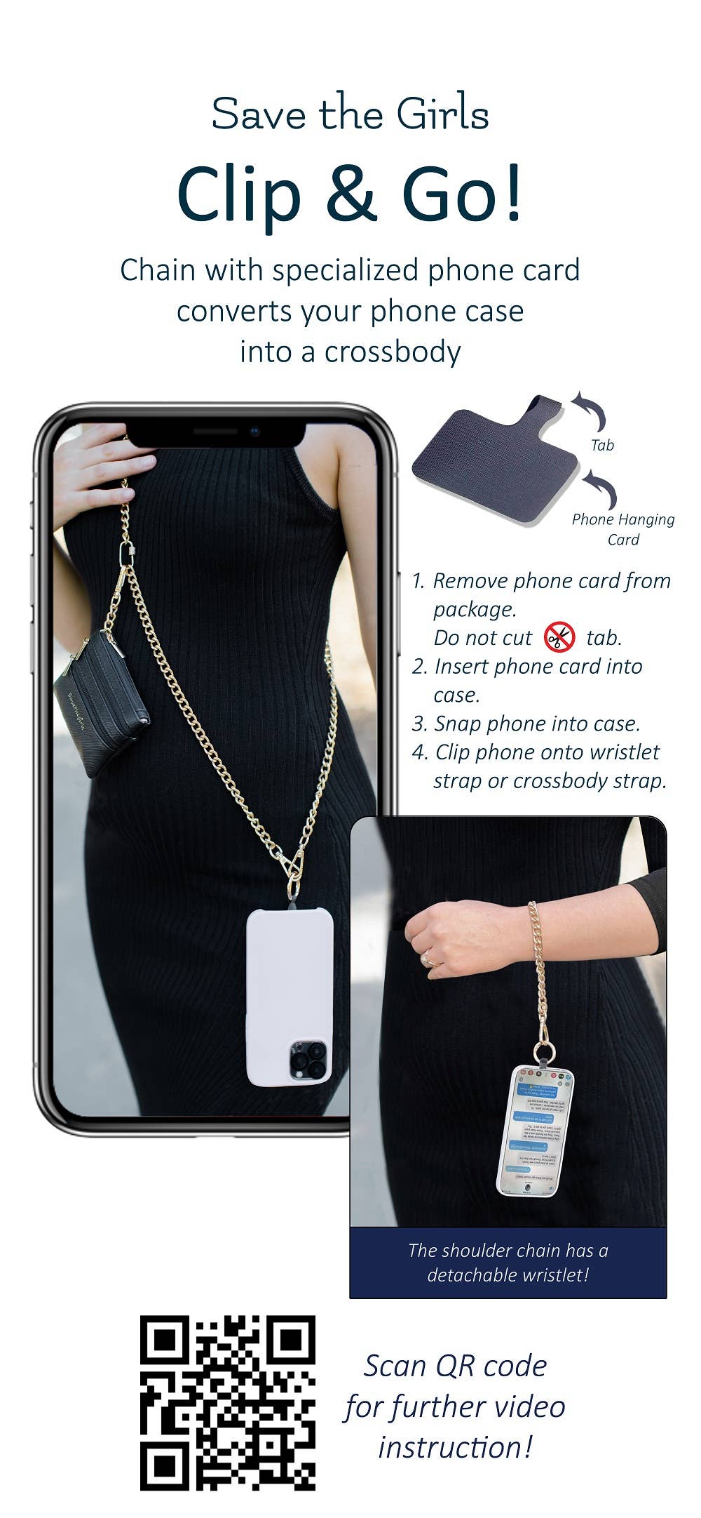 Clip &amp; Go Crossbody Phone Accessory : Silver