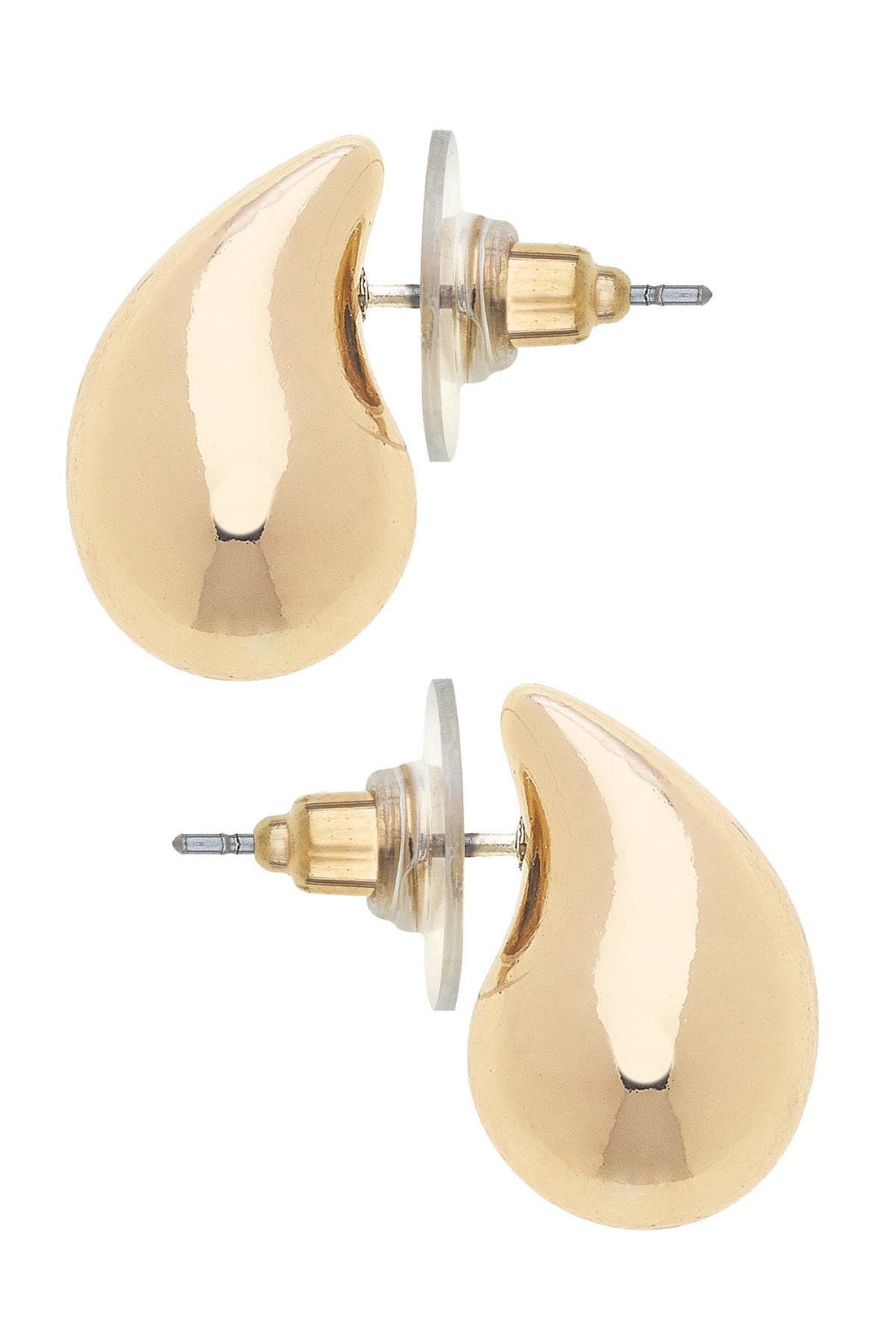 Icon Mini Puffed Teardrop Stud Earrings in Shiny Gold