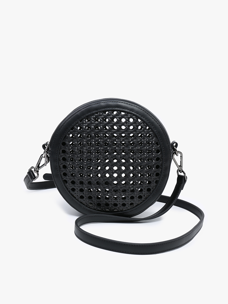 Francis Rattan Circular Crossbody: White/Grey