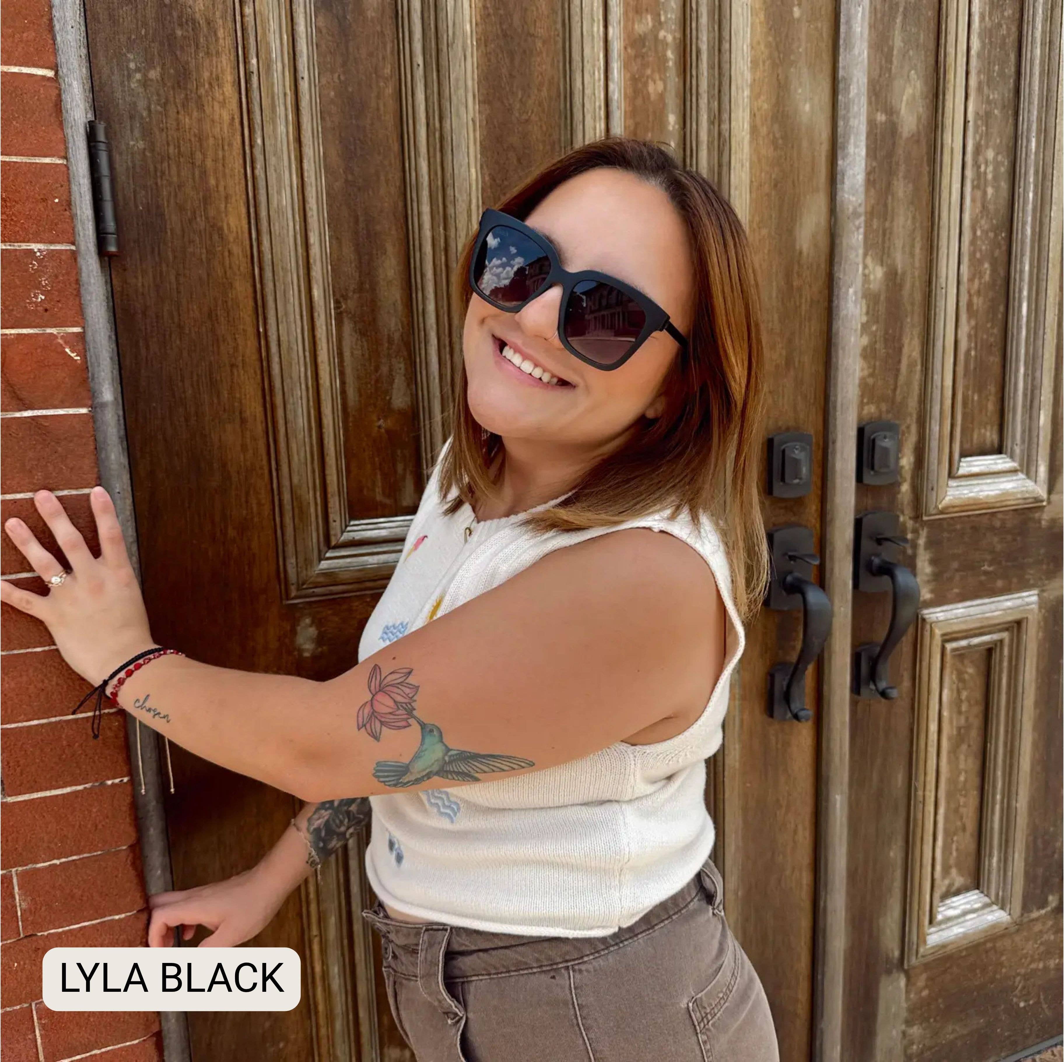Lyla - Polarized Medium Cat Eye Sunglasses: Black