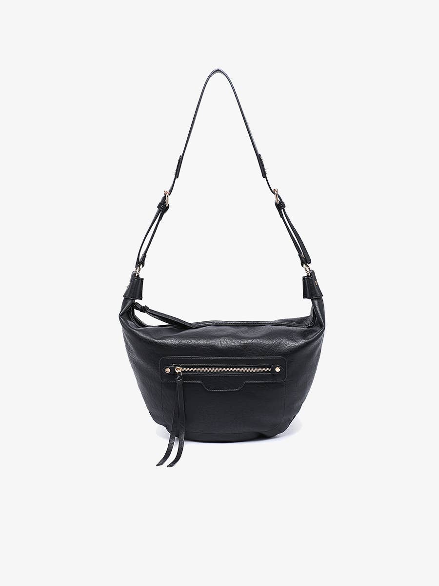 Leigh Distressed Hobo Bag: CARAMEL