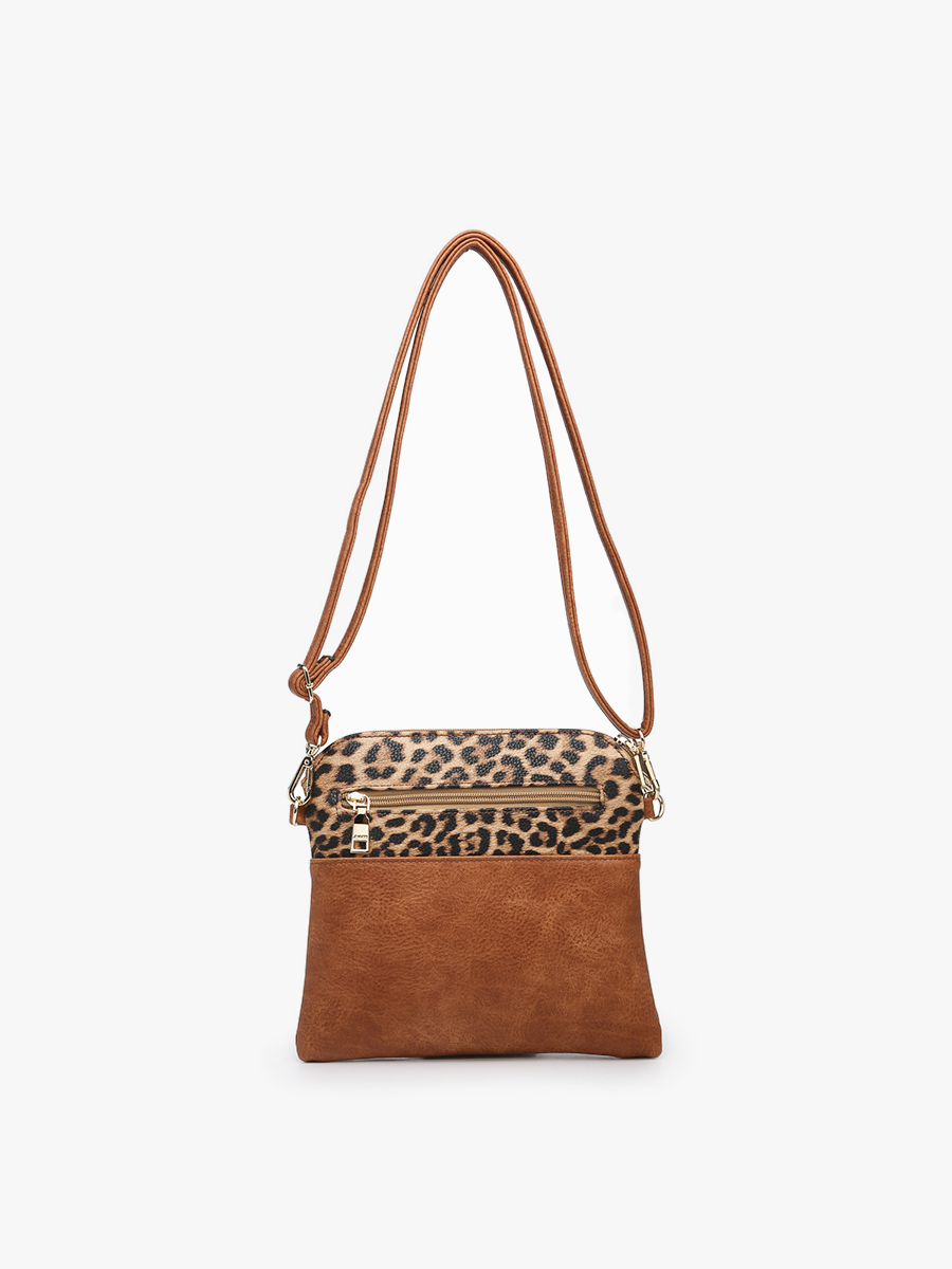 Tara Double Zip Crossbody Bag/Wristlet: Black/Brown
