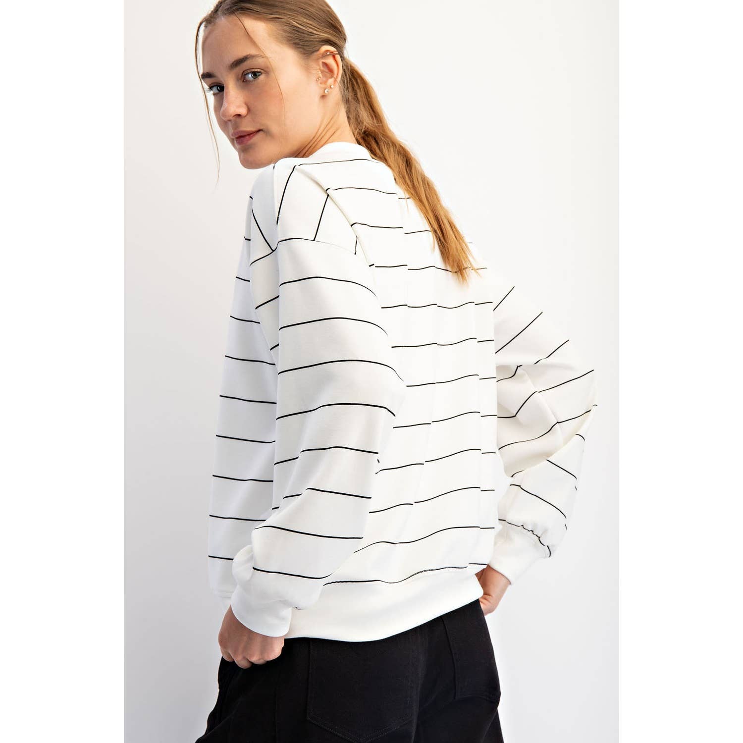 Scuba Striped Sweatshirt: Dk Cherry/Cream