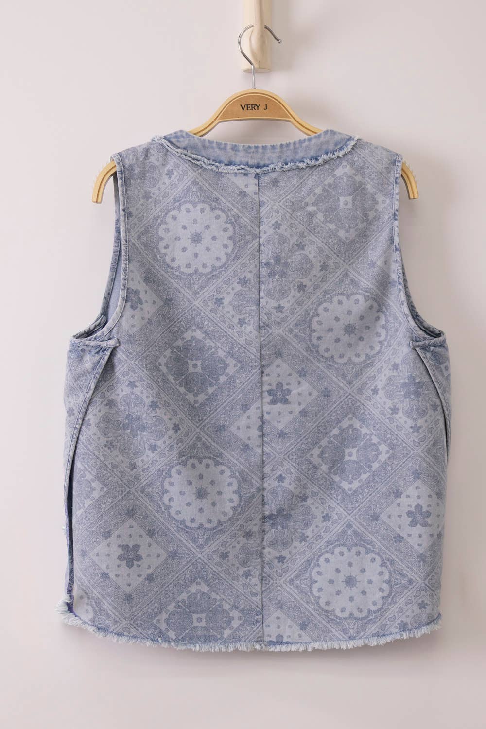 Paisley Printed Washed Chambray Top