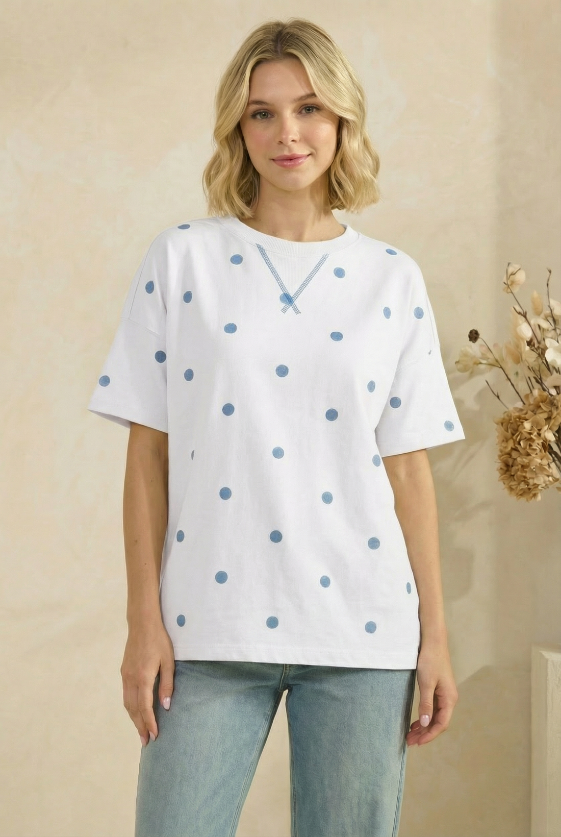 Polka Dot Boxy Tee Top