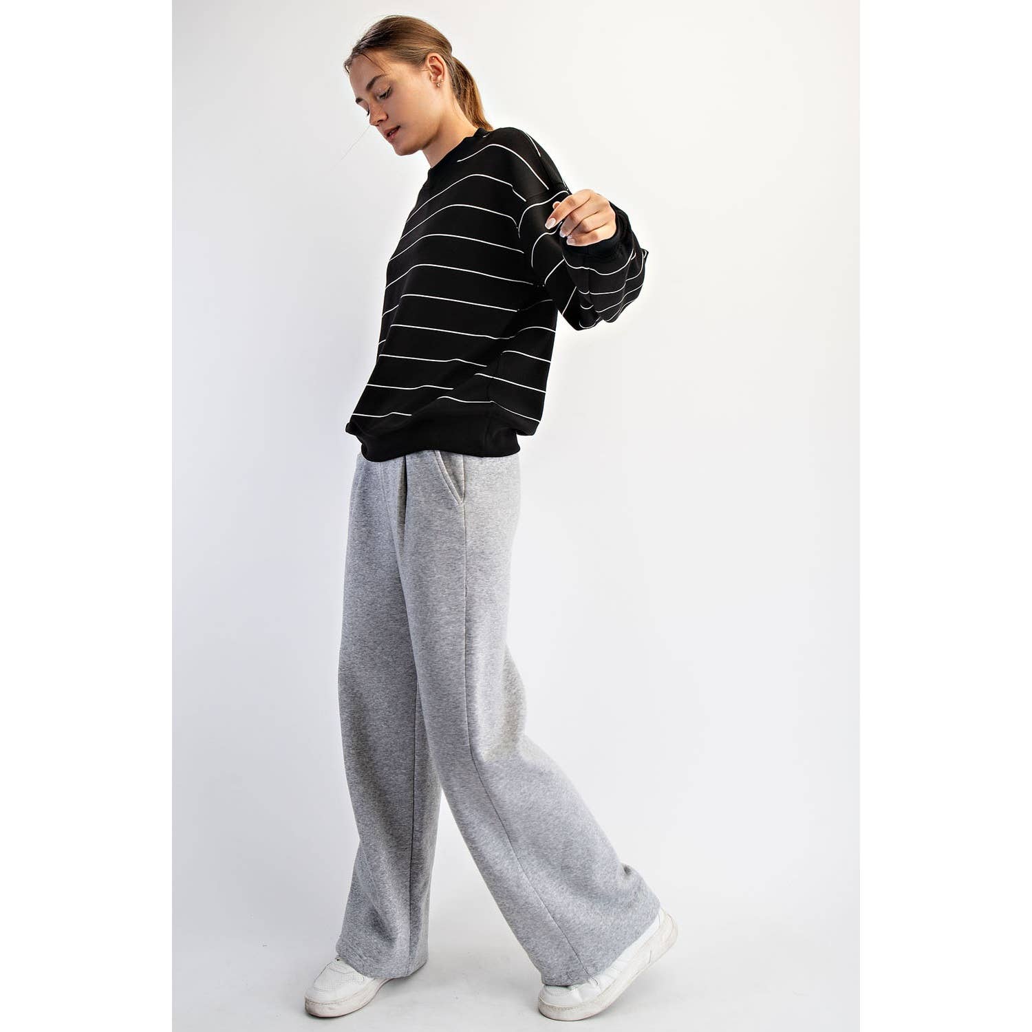 Scuba Striped Sweatshirt: Dk Cherry/Cream