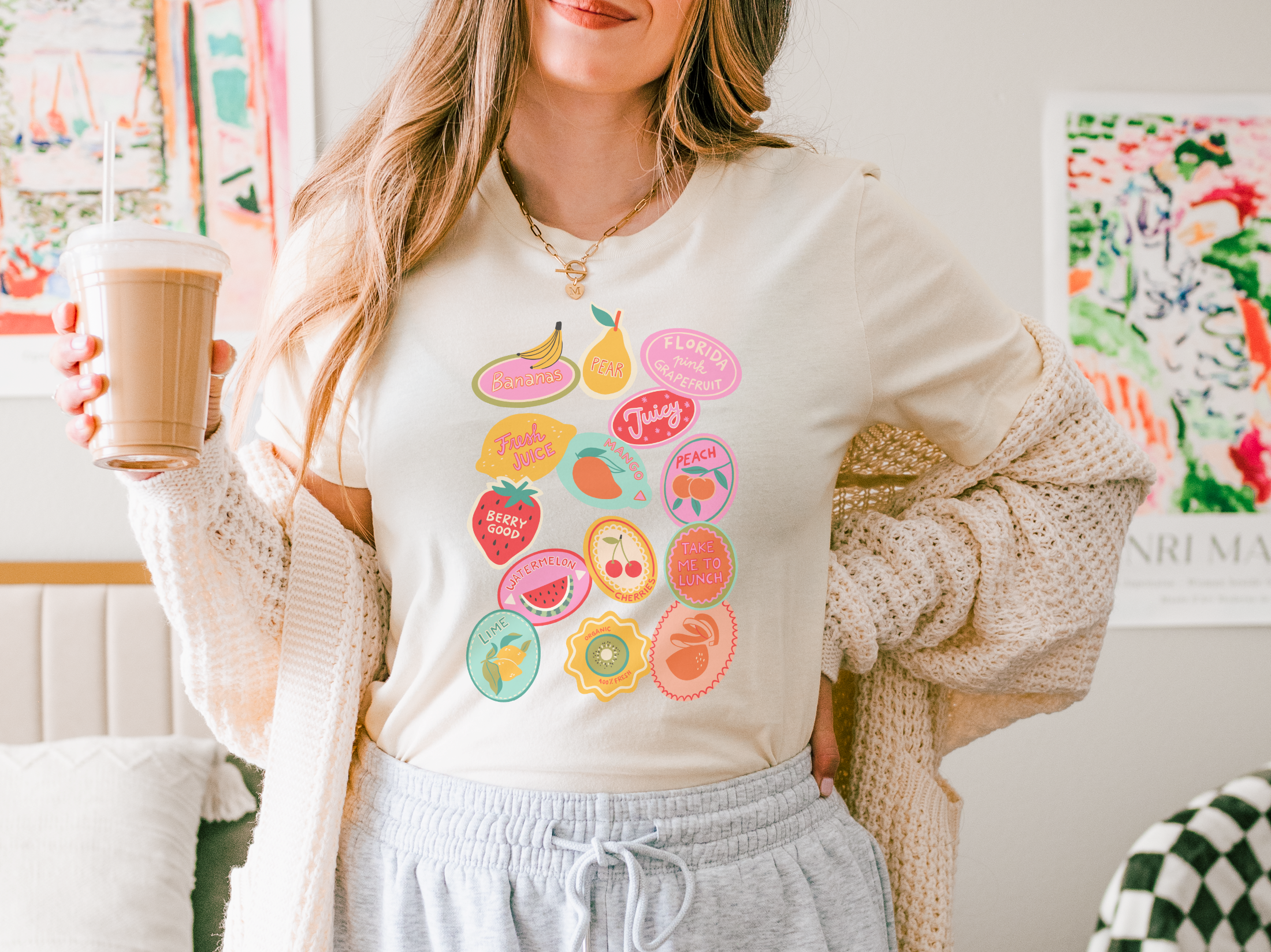 Fruit Stickers Graphic Tee | Summer Tee