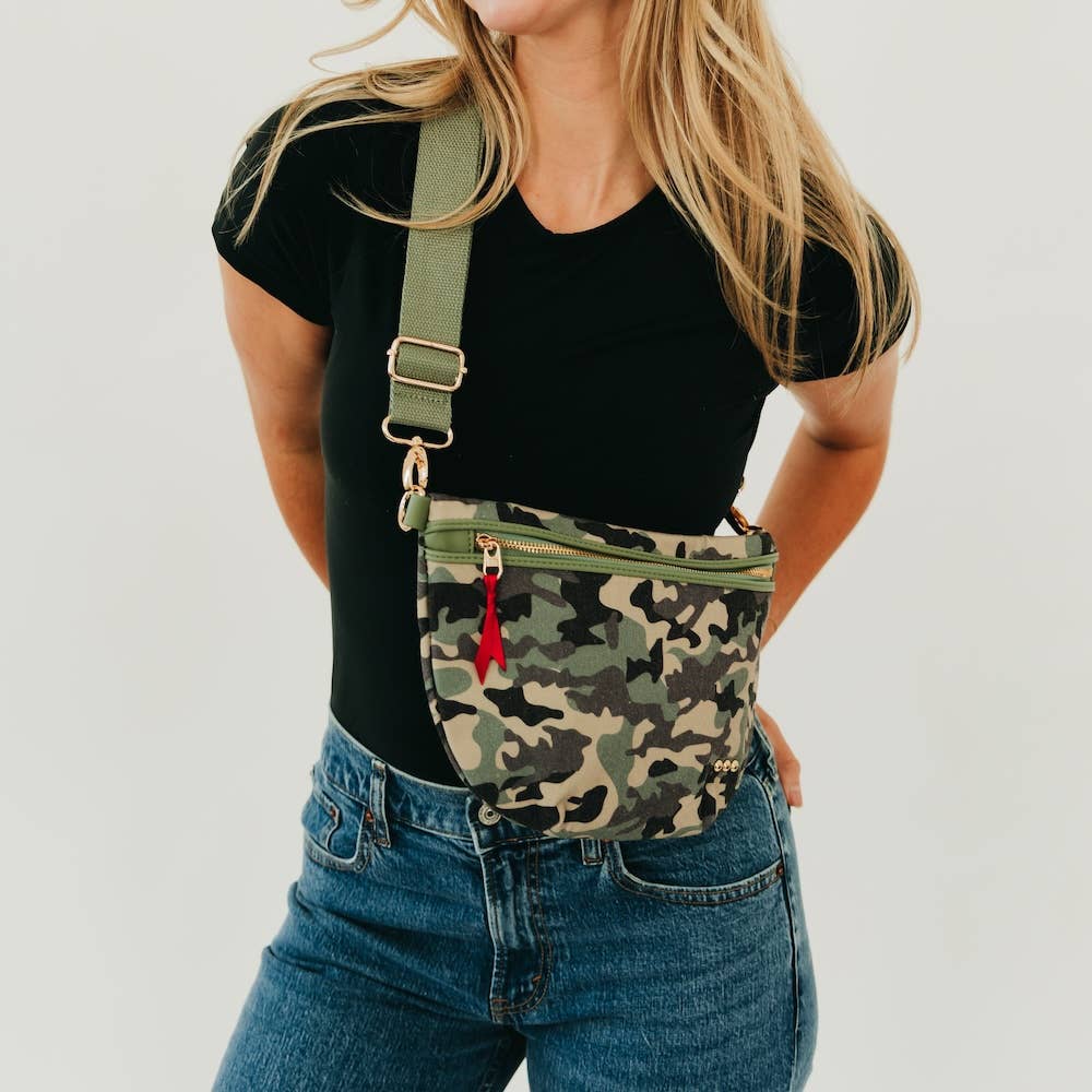 Callahan Canvas Printed Bum Bag: Black &amp; Cream Geometric
