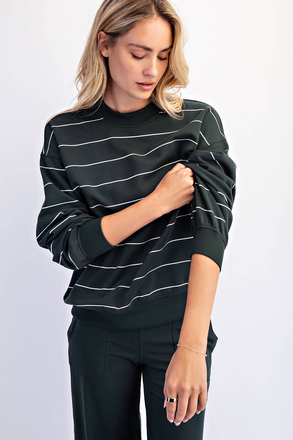 Scuba Striped Sweatshirt: Dk Cherry/Cream
