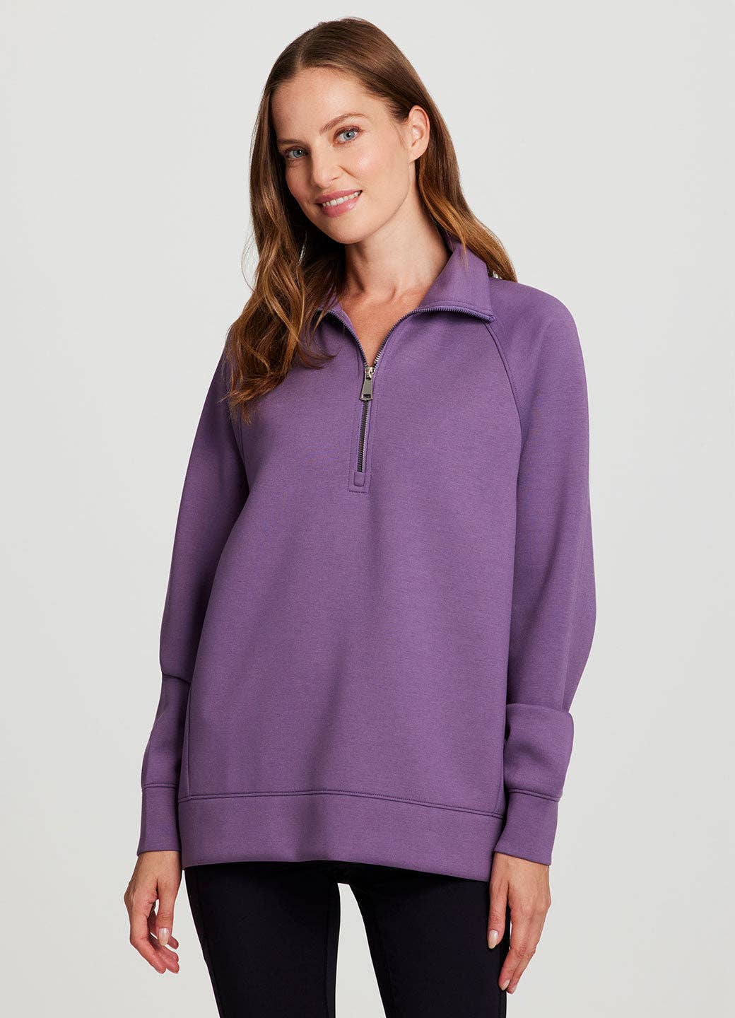 Scuba LuxeSoft Oversized Half Zip Pullover: Purple