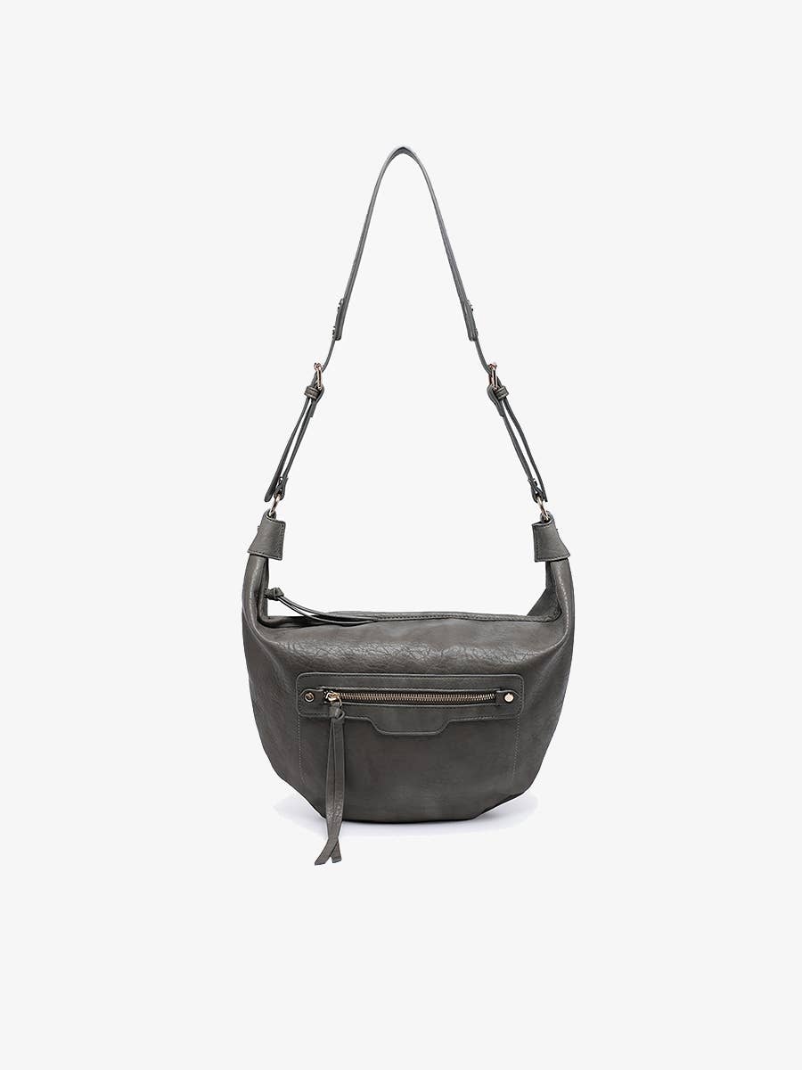 Leigh Distressed Hobo Bag: CARAMEL