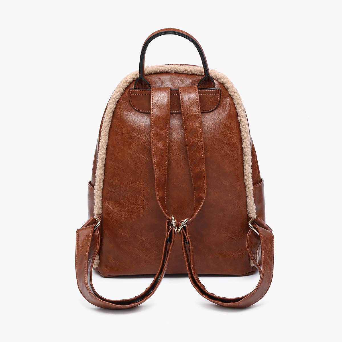 Sherpa Trim Backpack w/ Front Pocket: Brown