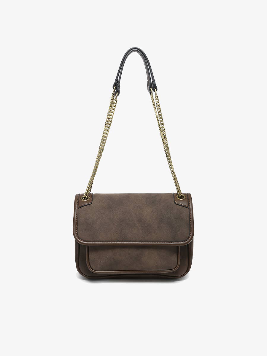 Nola Convertible Suede Crossbody Bag: Espresso