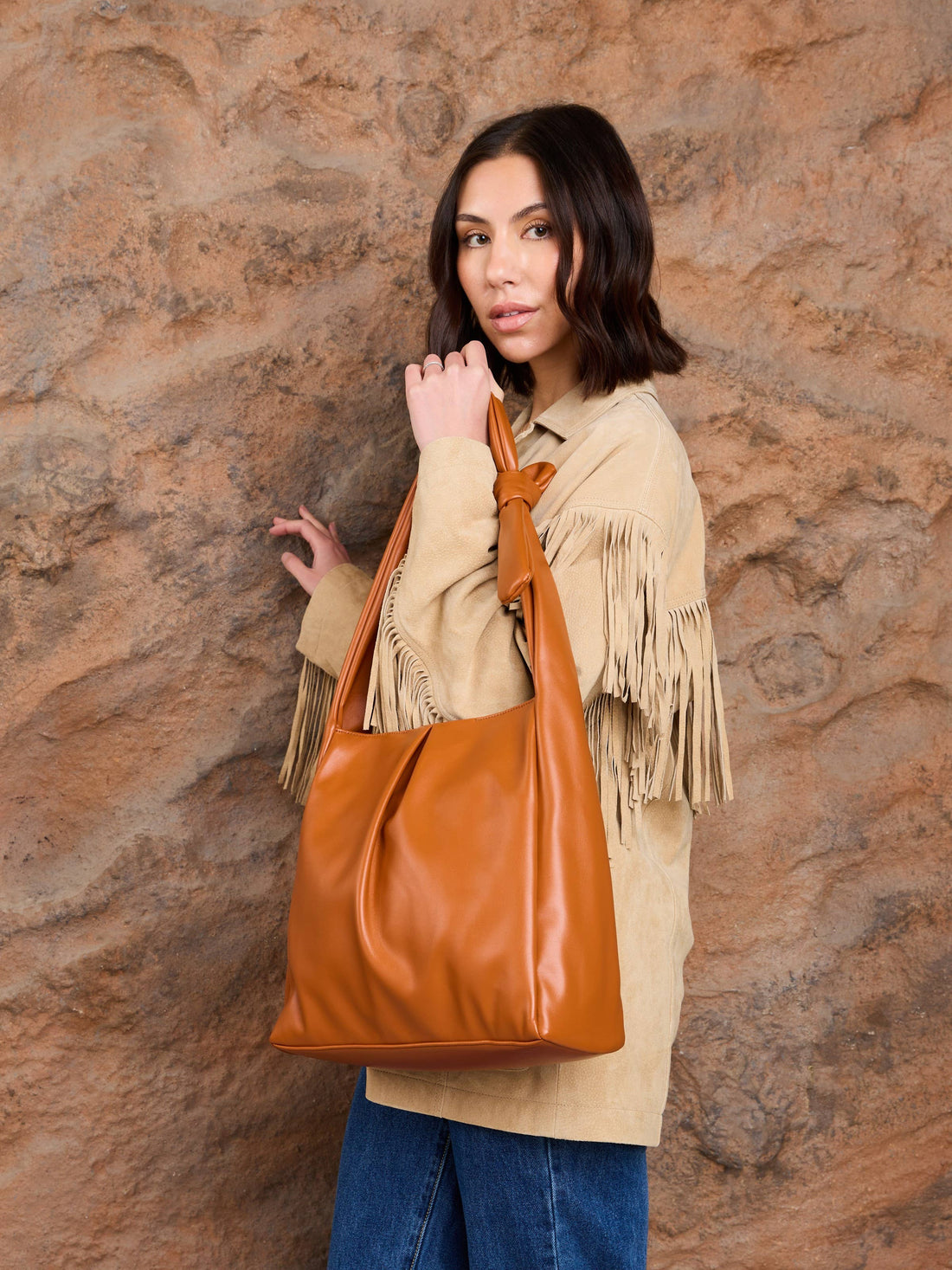 Jolene Pleated Hobo w/ Knotted Handle: Teal