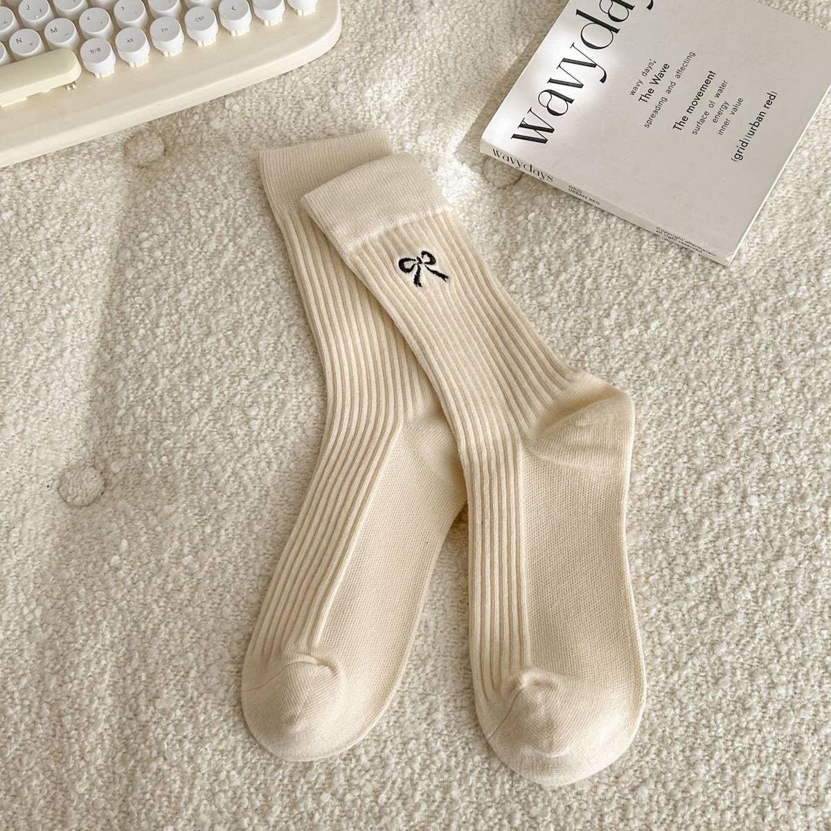 Bow Embroidered Crew Socks –Cute, Stylish