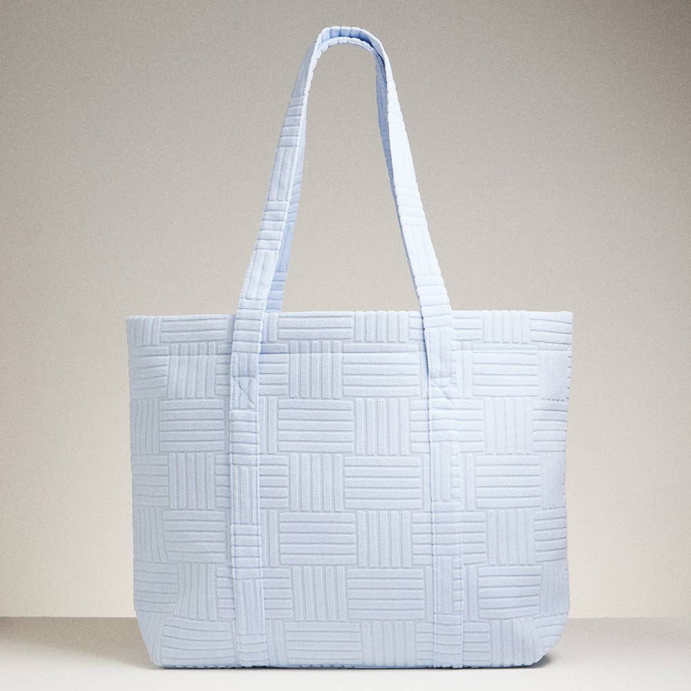 Grid Pattern Everyday Tote Bag: Blue