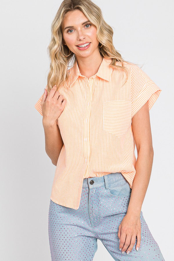 Felicity Neon Stripe Button Up