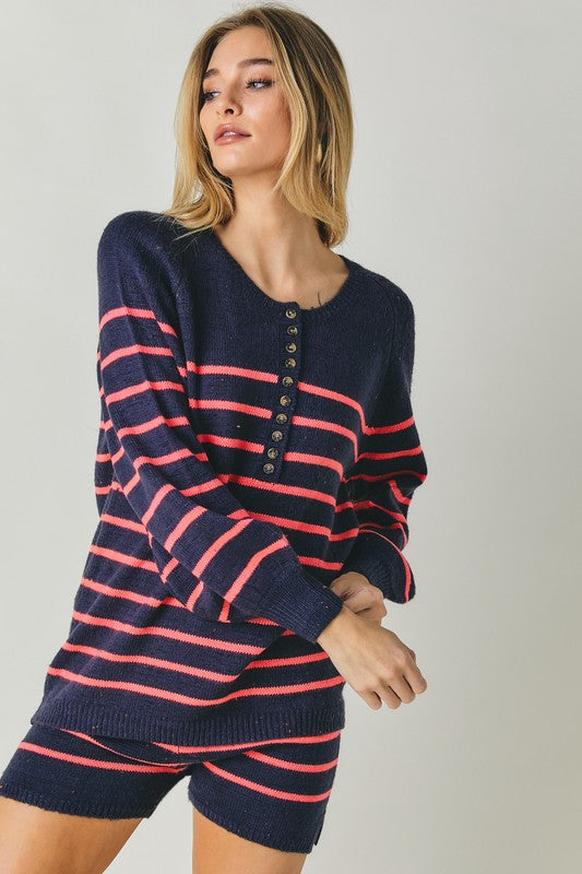 On The Stripe Navy Sweater