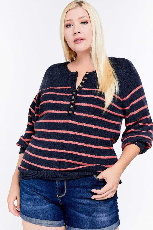 On The Stripe Navy Sweater