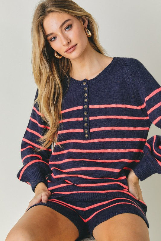 On The Stripe Navy Sweater