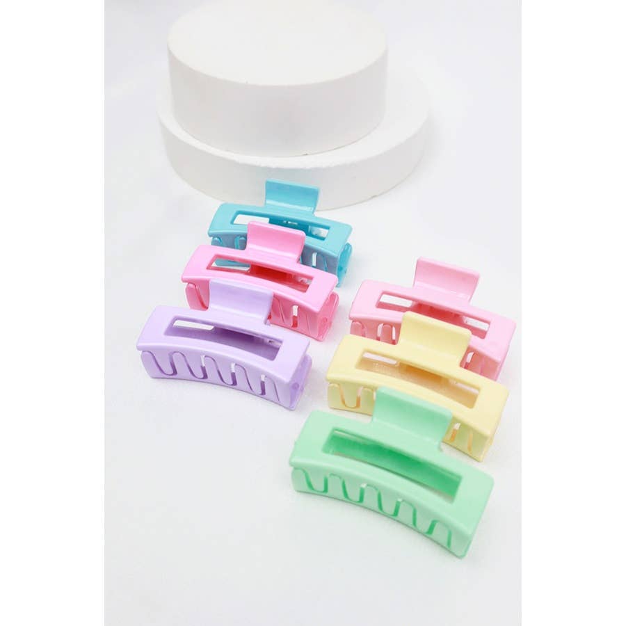 3-Pcs Mini Rectangle Hair Claw Set: MIX COLOR / ONE