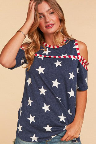 Stars Forever Cold Shoulder Tee