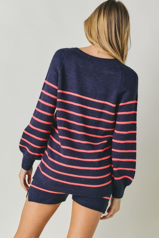 On The Stripe Navy Sweater